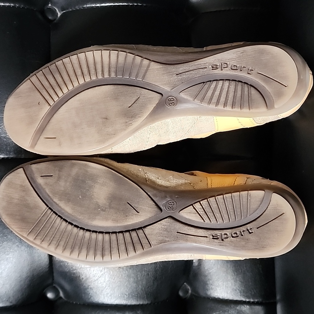 Khrio Yellow Fisherman T-Strap Leather and Canvas Sandal Women's EU 38 - Picture 6 of 11